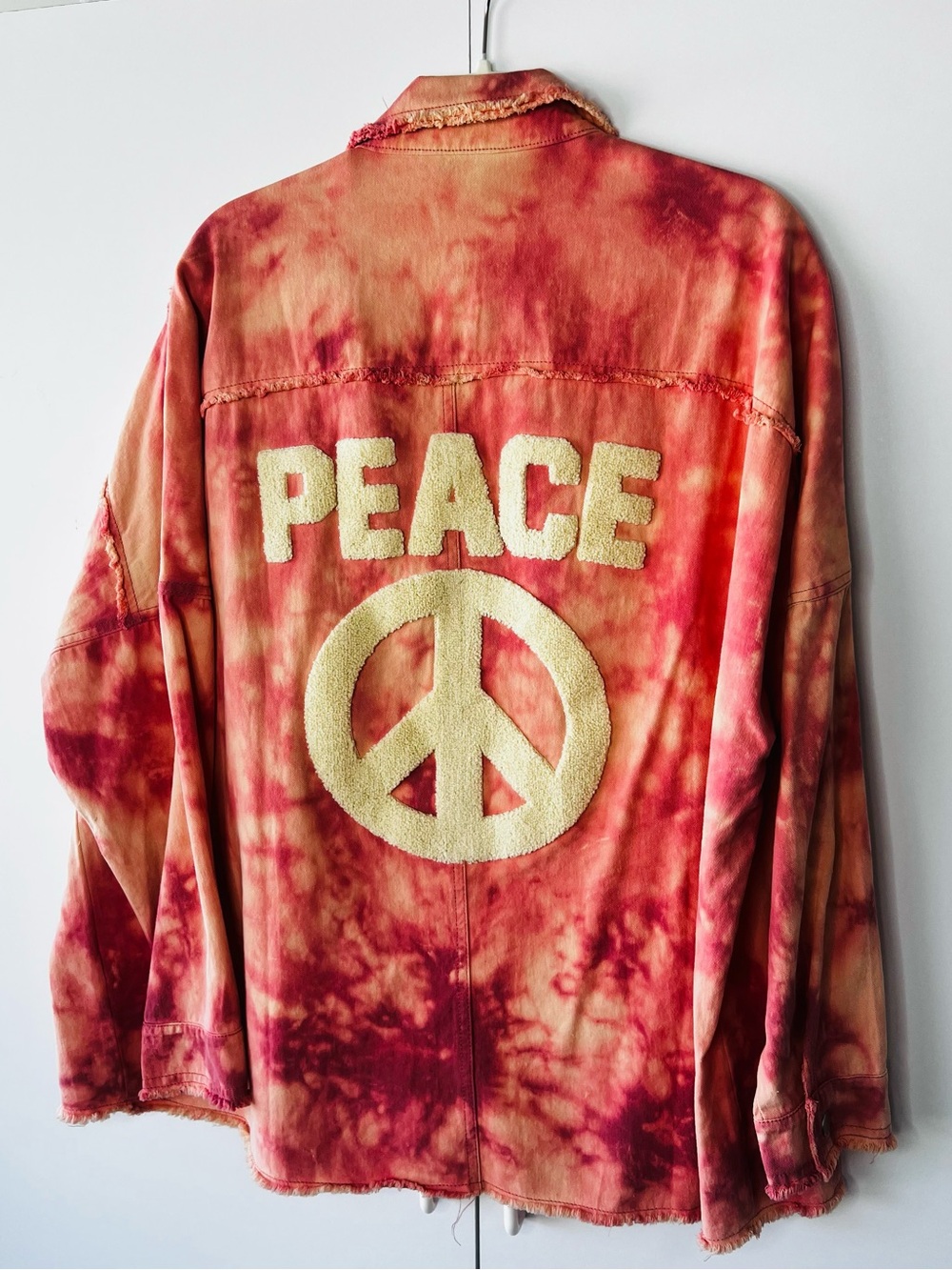 Davi & Dani Tie-Dye Peace Jacket - coral tie dye
